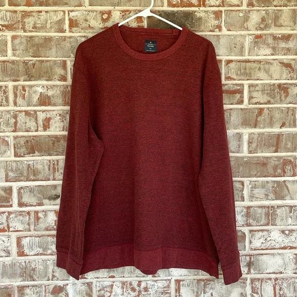 Member’s Mark Heathered Rust Textured Crew Neck Pullover Banded Shirt - Picture 1 of 9